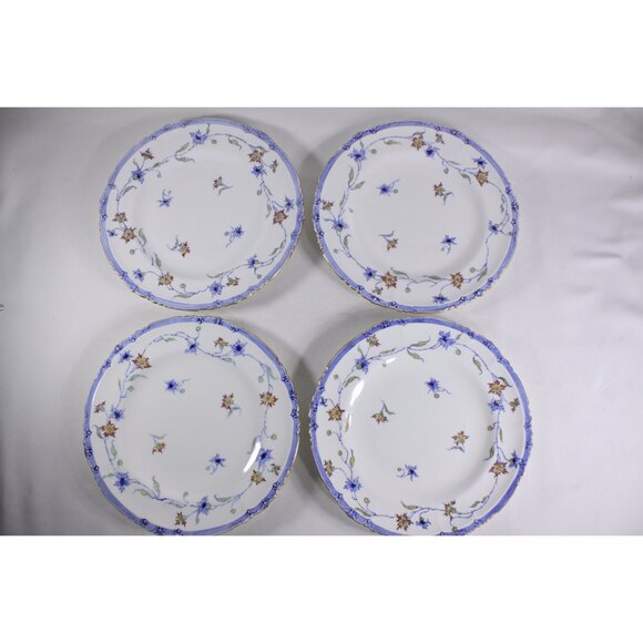 Vintage SET of 4 Royal Crown Derby classic dinner plates, 1921 - 1940 white blue - Picture 2 of 10
